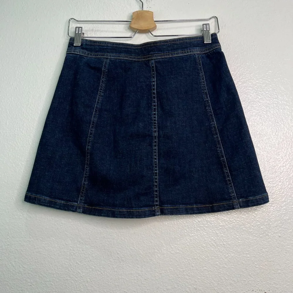Madewell Denim Mini Skirt Button Front Dark Wash Size 2 - Picture 2 of 8